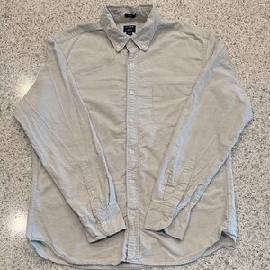 J. Crew Light Gray Casual Button-Down Shirt Mens Large 100% Cotton Oxford Shirt